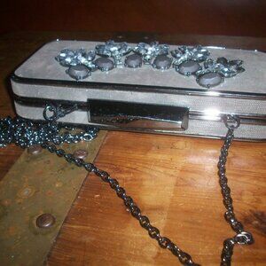 Kate Landry Pewter Hardshell Crossbody/clutch/handbag Evening Bag 8'X3.5" w/ Tag